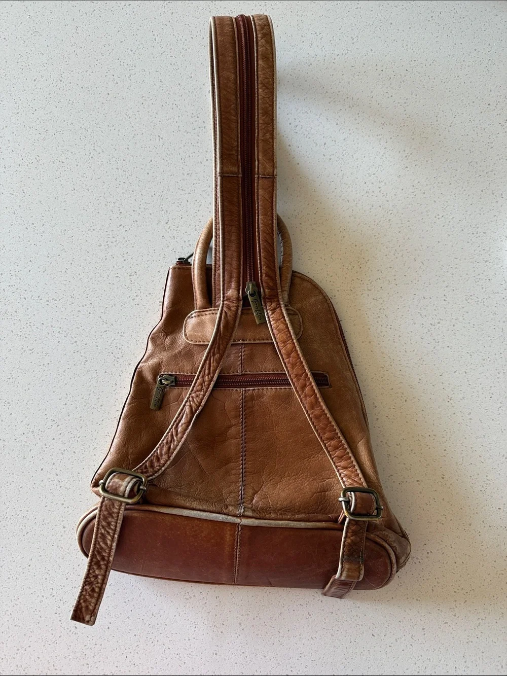 Graffio Brown Leather Triangular Crossbody Bag